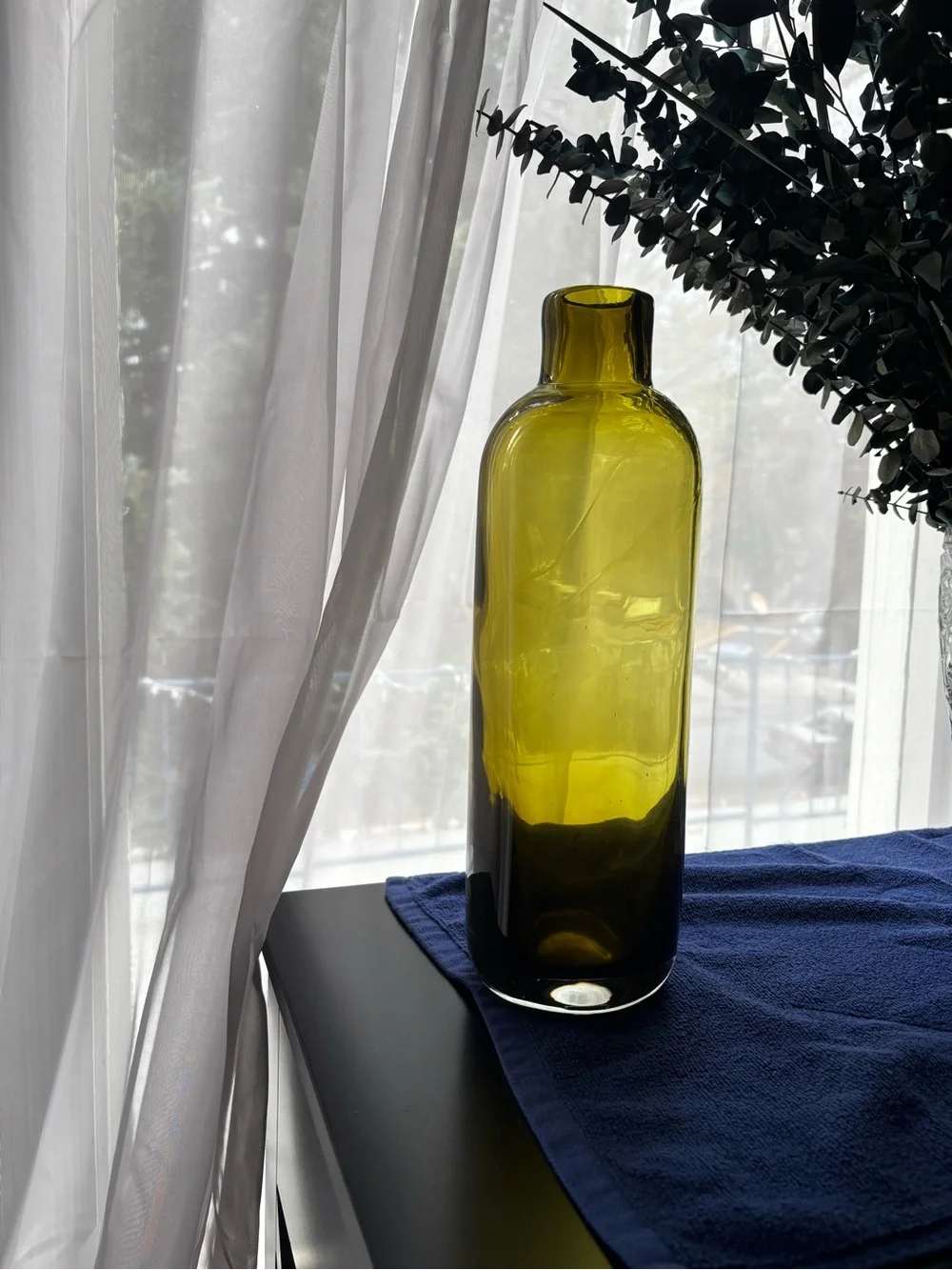 Olive Green Glass Decorative Vase - Home Accents